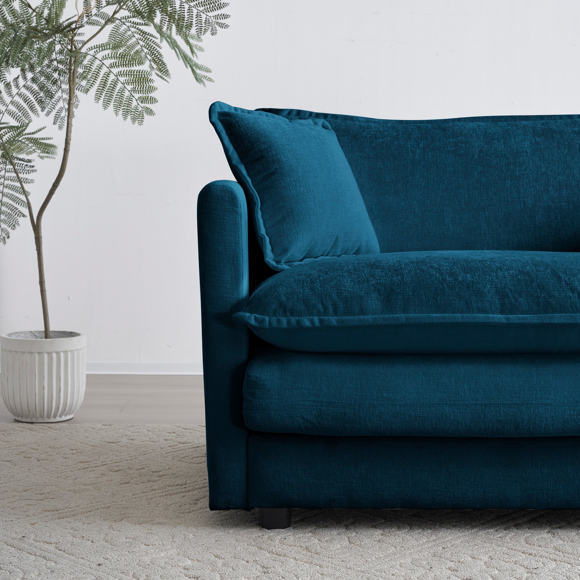 2-Seat Chenille Loveseat Sofa Couch (Blue)
