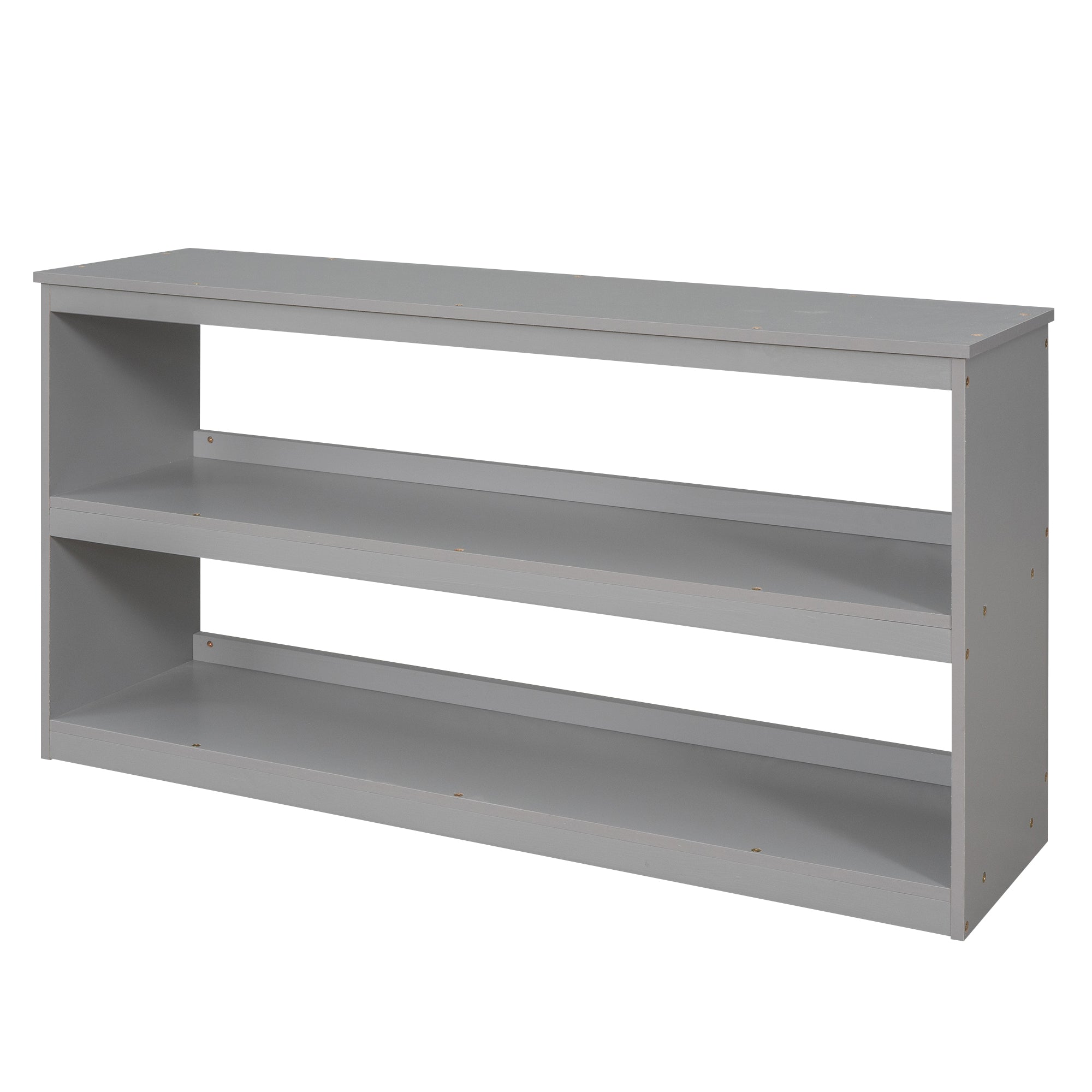 Low Study Full Loft Bed w/ Cabinet Shelves & Desk (Gray)