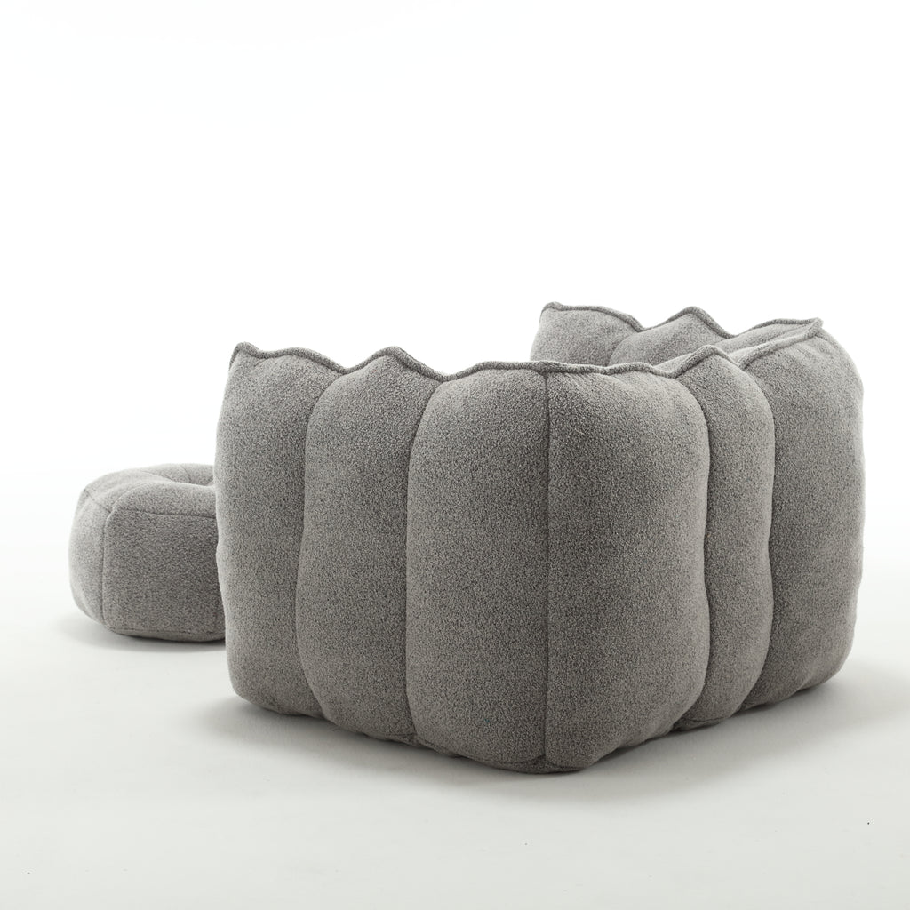 Plush Foam Lounger w/ Ottoman (Gray)