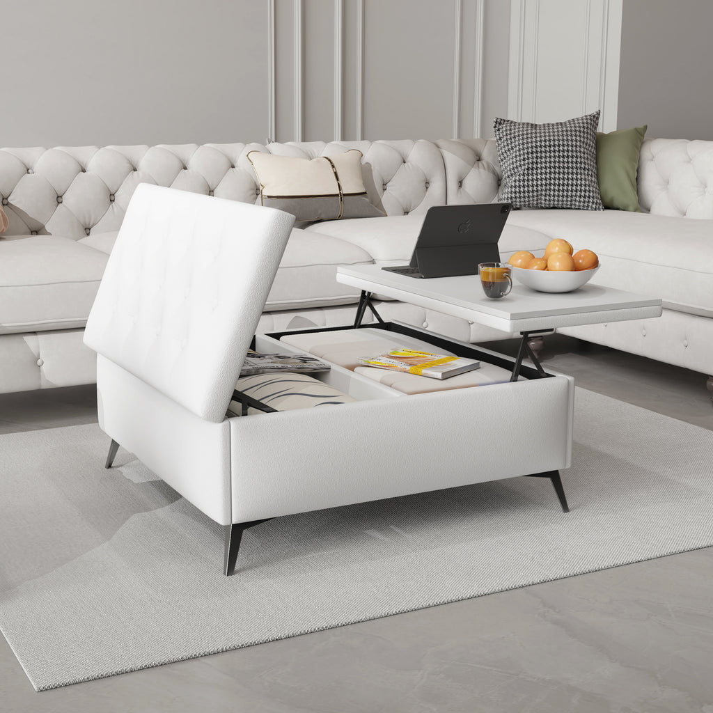 35 inch Square Storage Bench/Coffee Table (White)