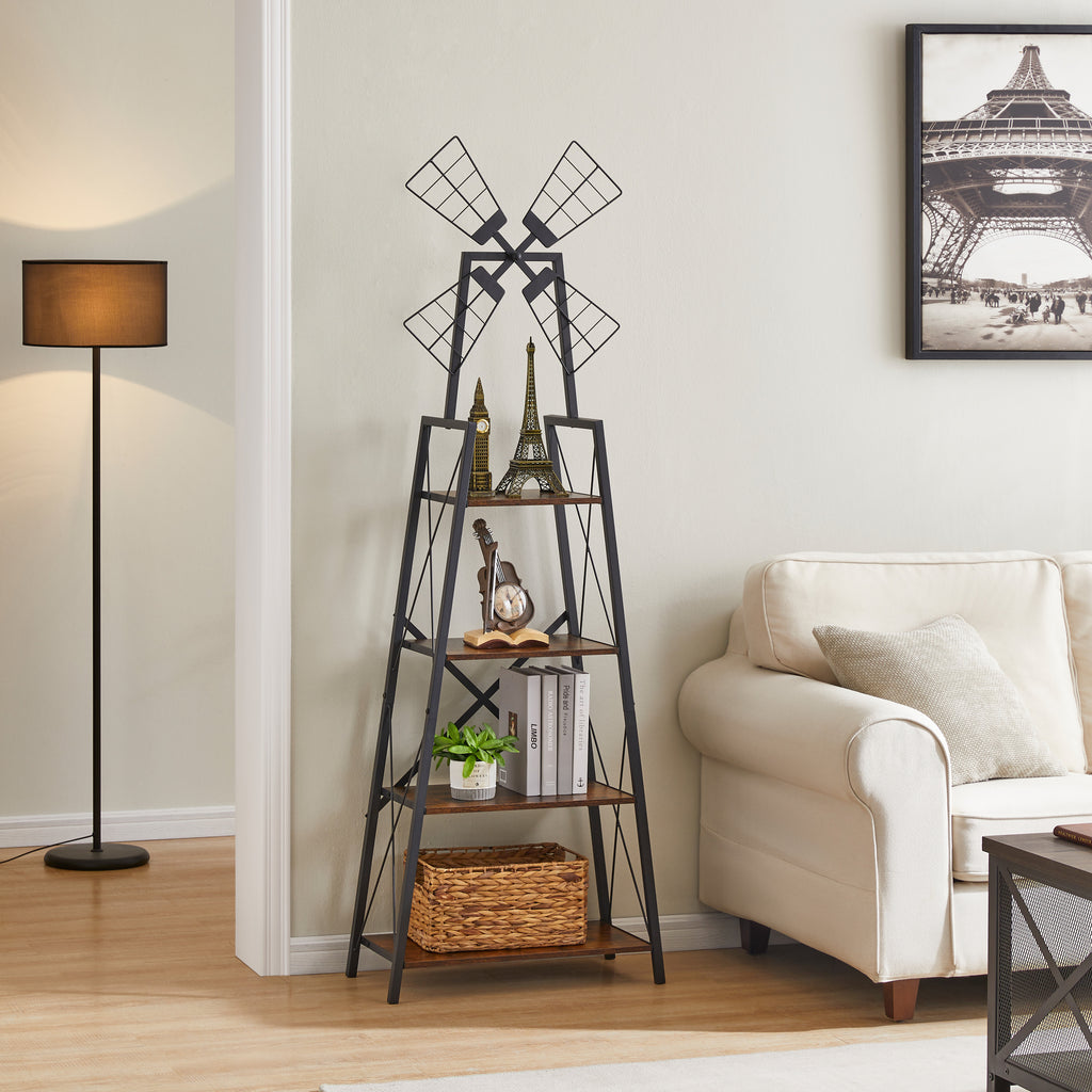 4-Tier Narrow Book Shelf (Brown and Black)