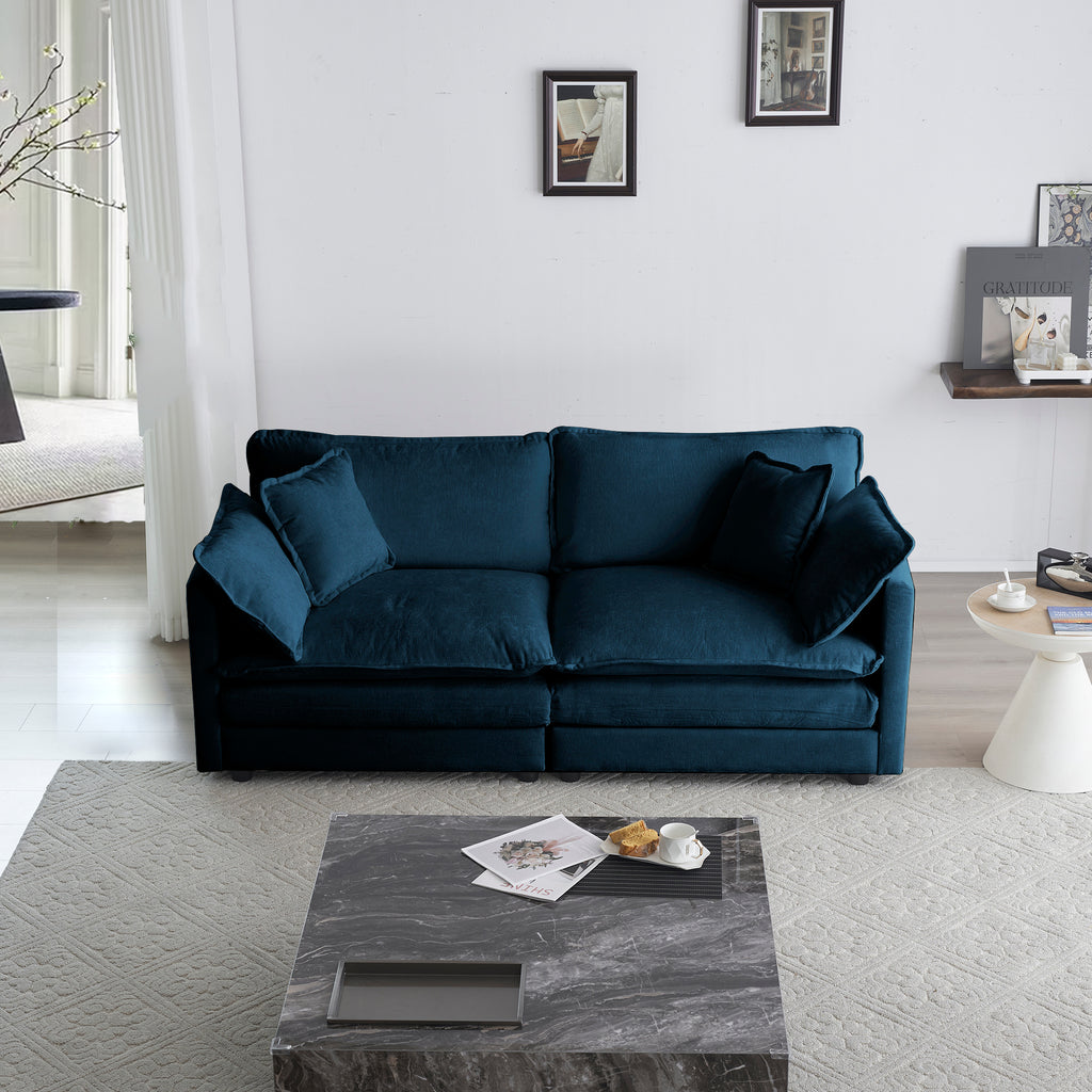 2-Seat Chenille Loveseat Sofa Couch (Blue)