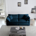 2-Seat Chenille Loveseat Sofa Couch (Blue)