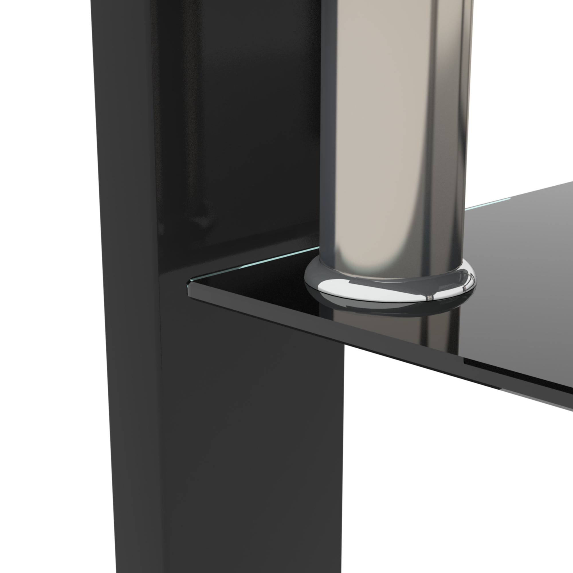Modern 2-Layer Rectangle Black Glass Coffee Table