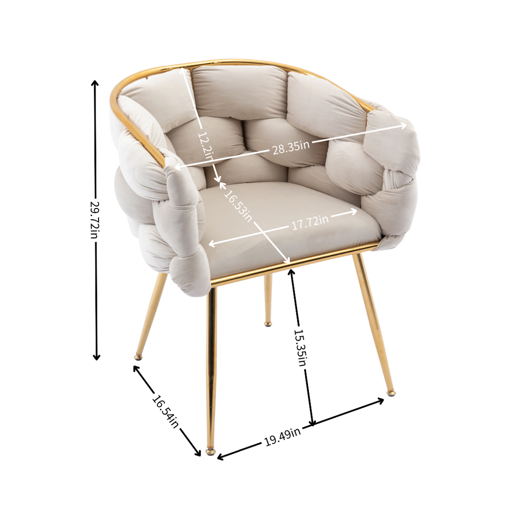 Luxury velvet single sofa bedroom chair (Beige)