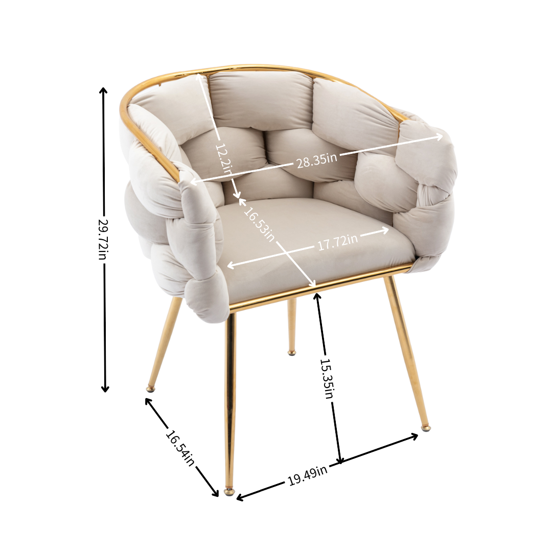 Luxury velvet single sofa bedroom chair (Beige)