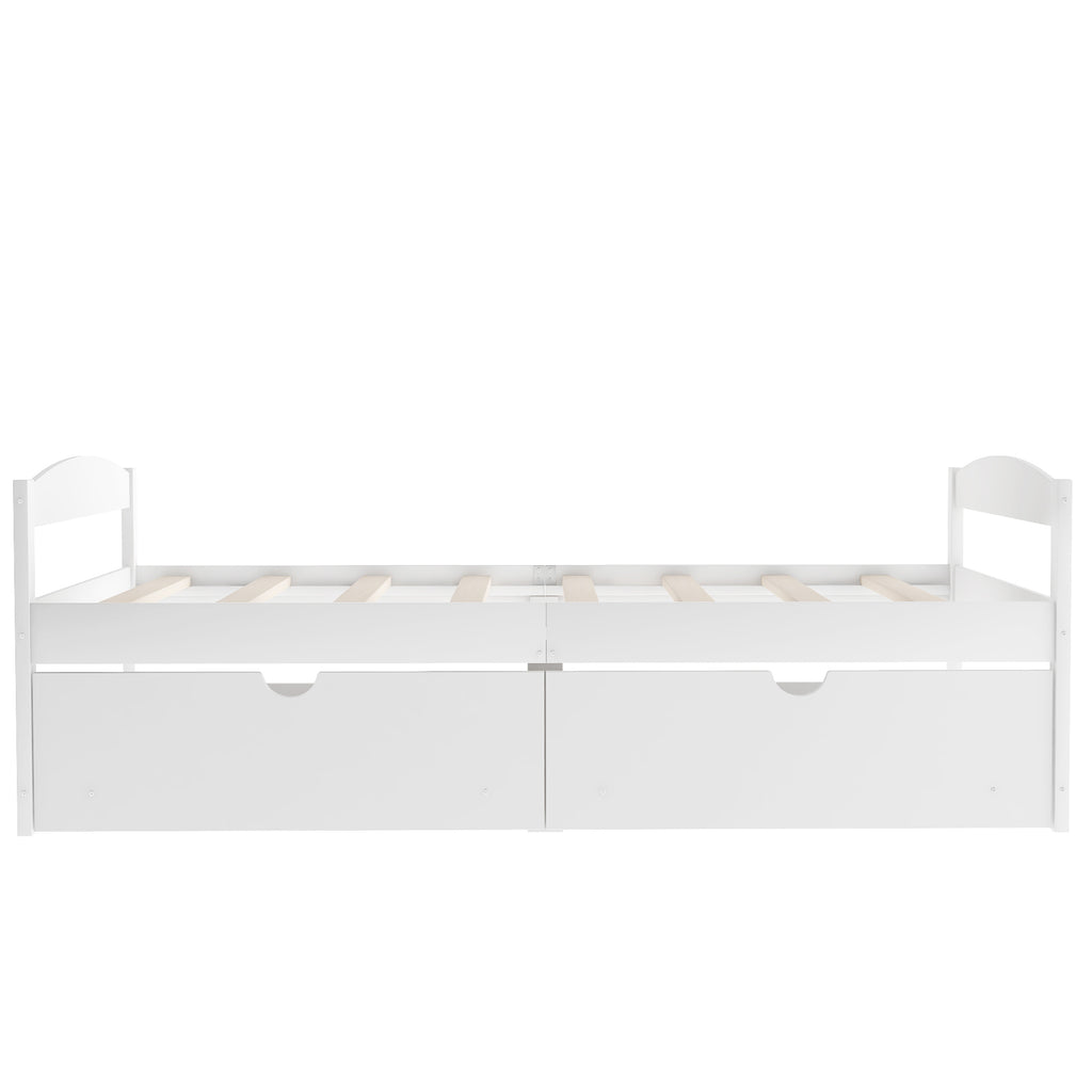 Twin size platform bed w/ two drawers (White)