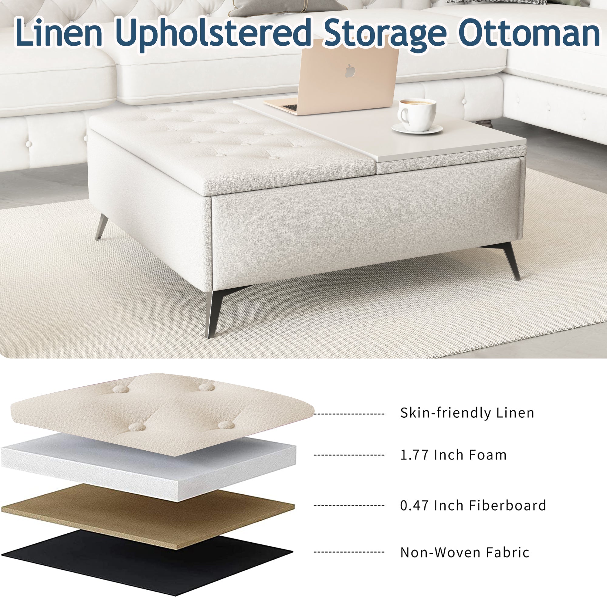 35 inch Square Storage Bench/Coffee Table