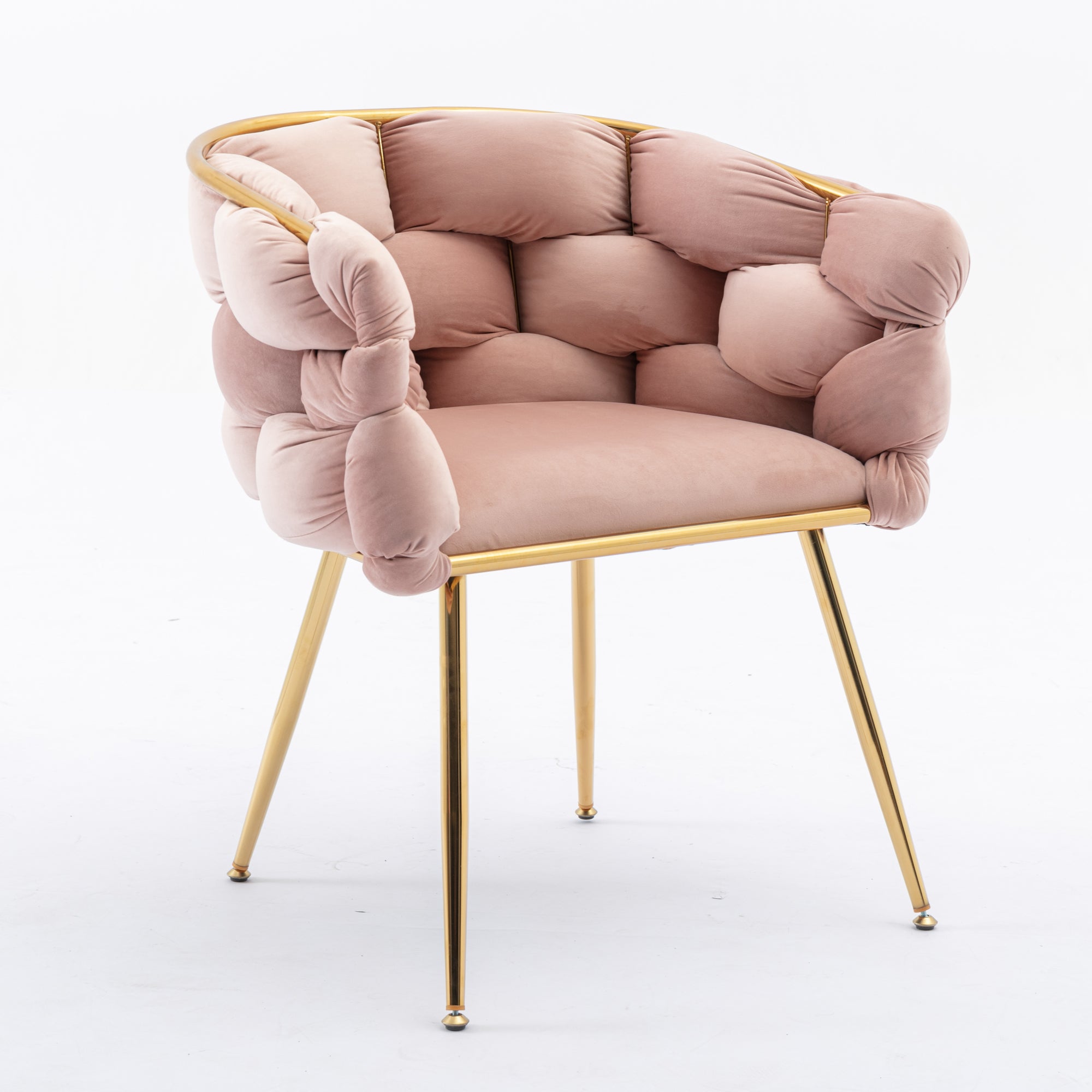 Set of 2 Luxury velvet single sofa bedroom chair (Pink)