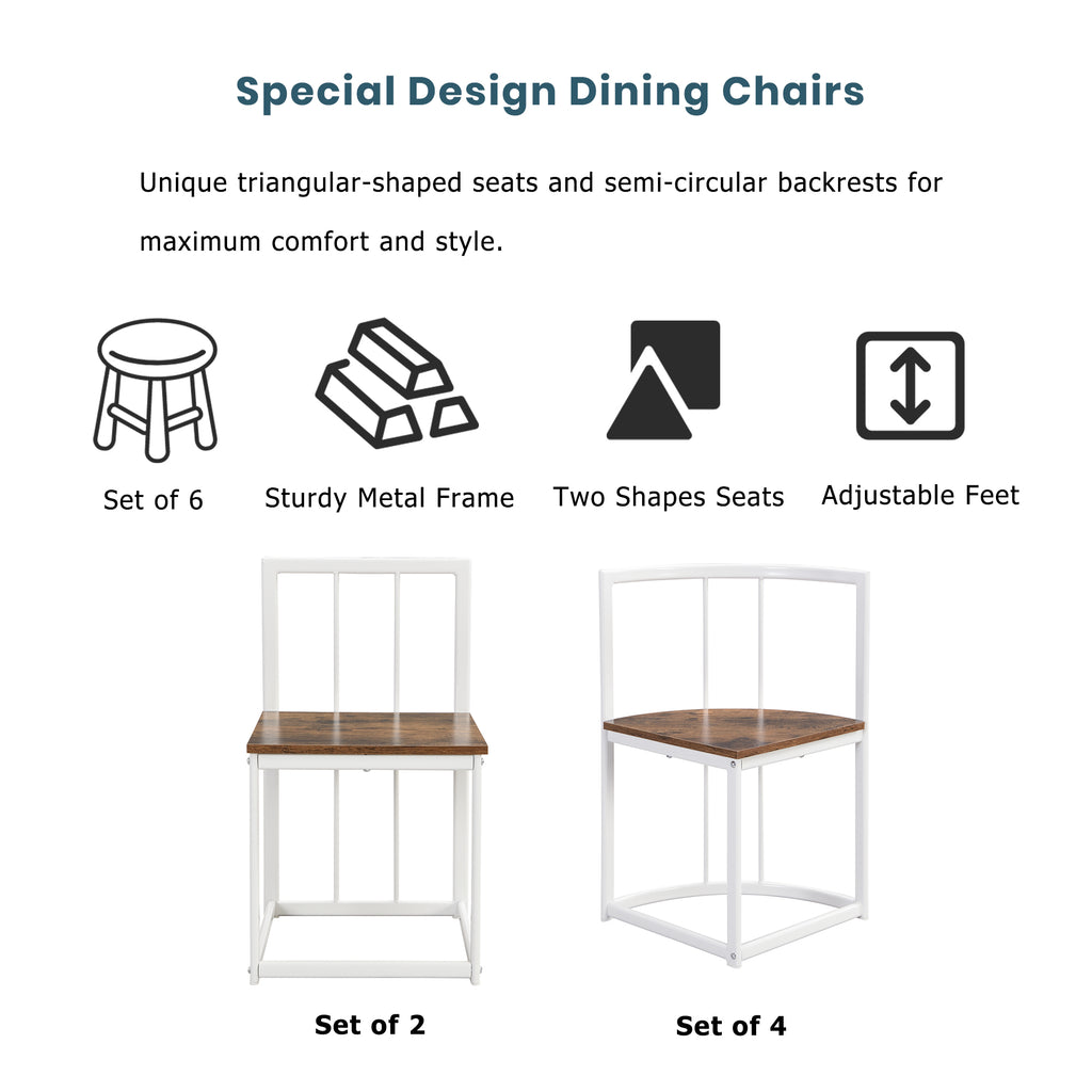 Modern 7-Piece Dining Table Set with Faux Marble (White/Cherry)