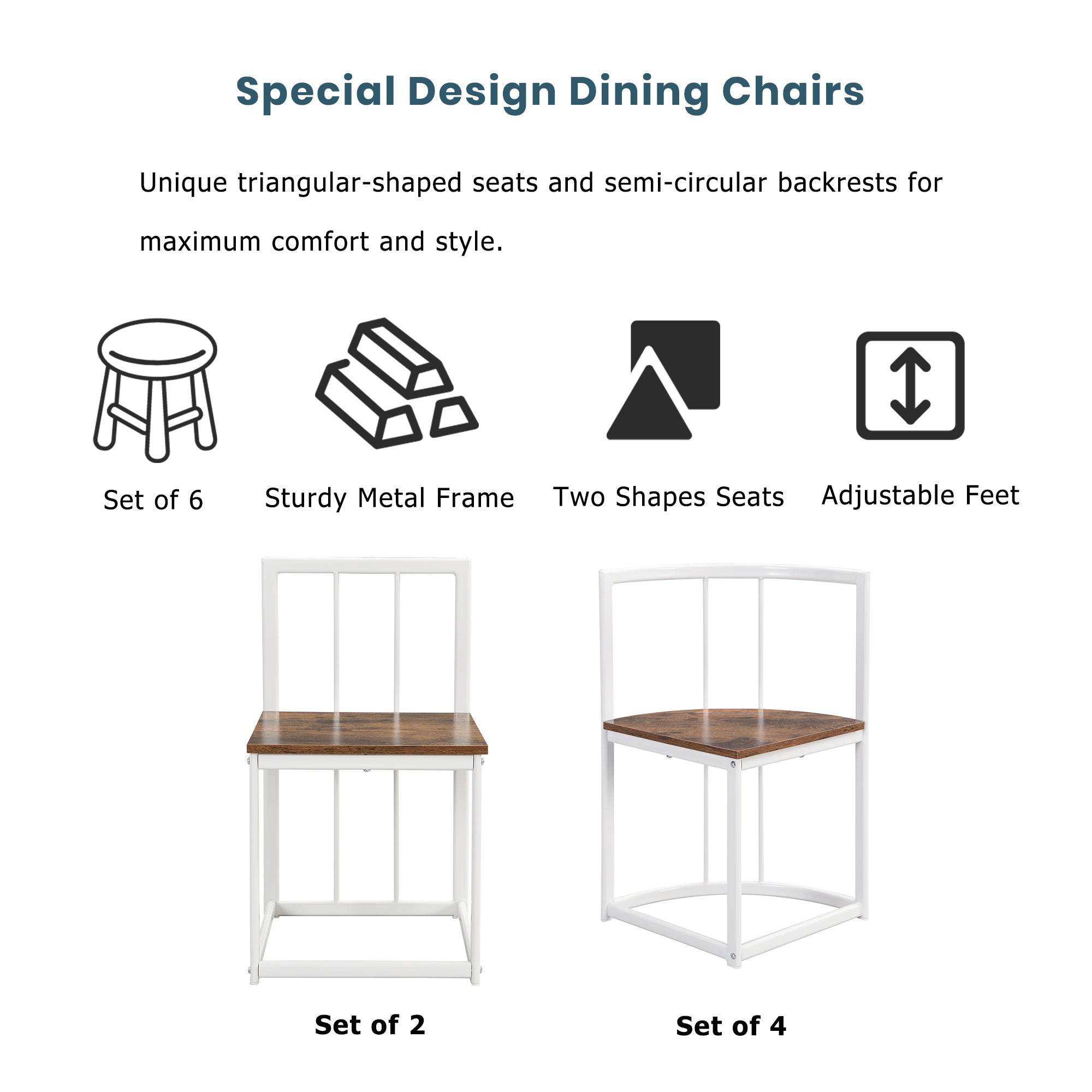 Modern 7-Piece Dining Table Set with Faux Marble (White/Cherry)