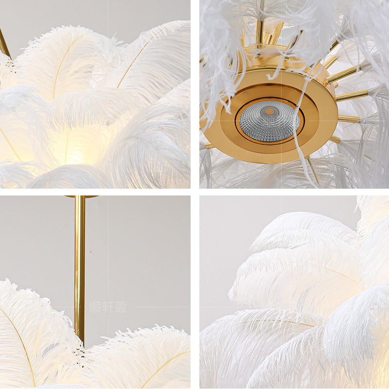 Chic Nordic Feather Lamp LED Chandelier