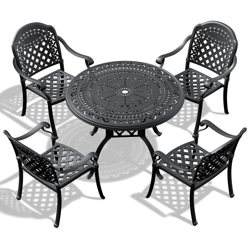 5-Piece Set Of Cast Aluminum Patio Furniture w/ Cushions