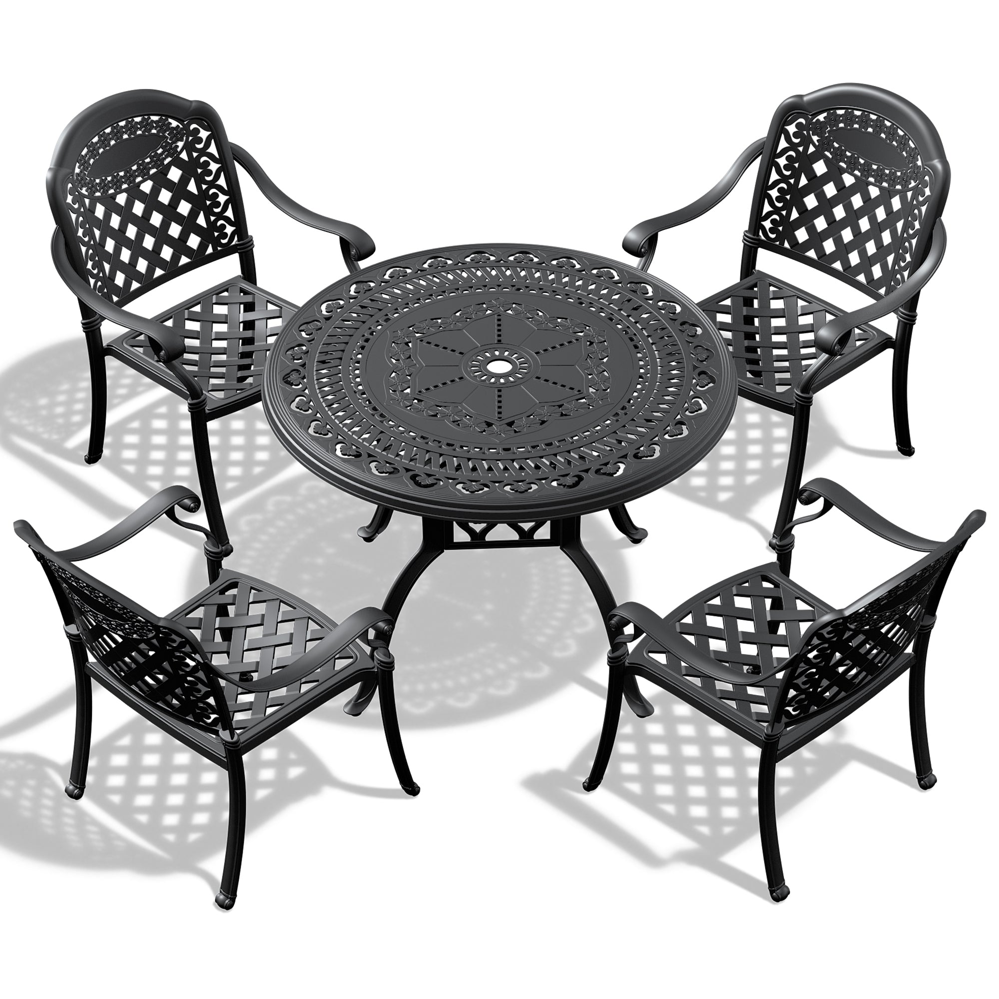 5-Piece Set Of Cast Aluminum Patio Furniture w/ Cushions