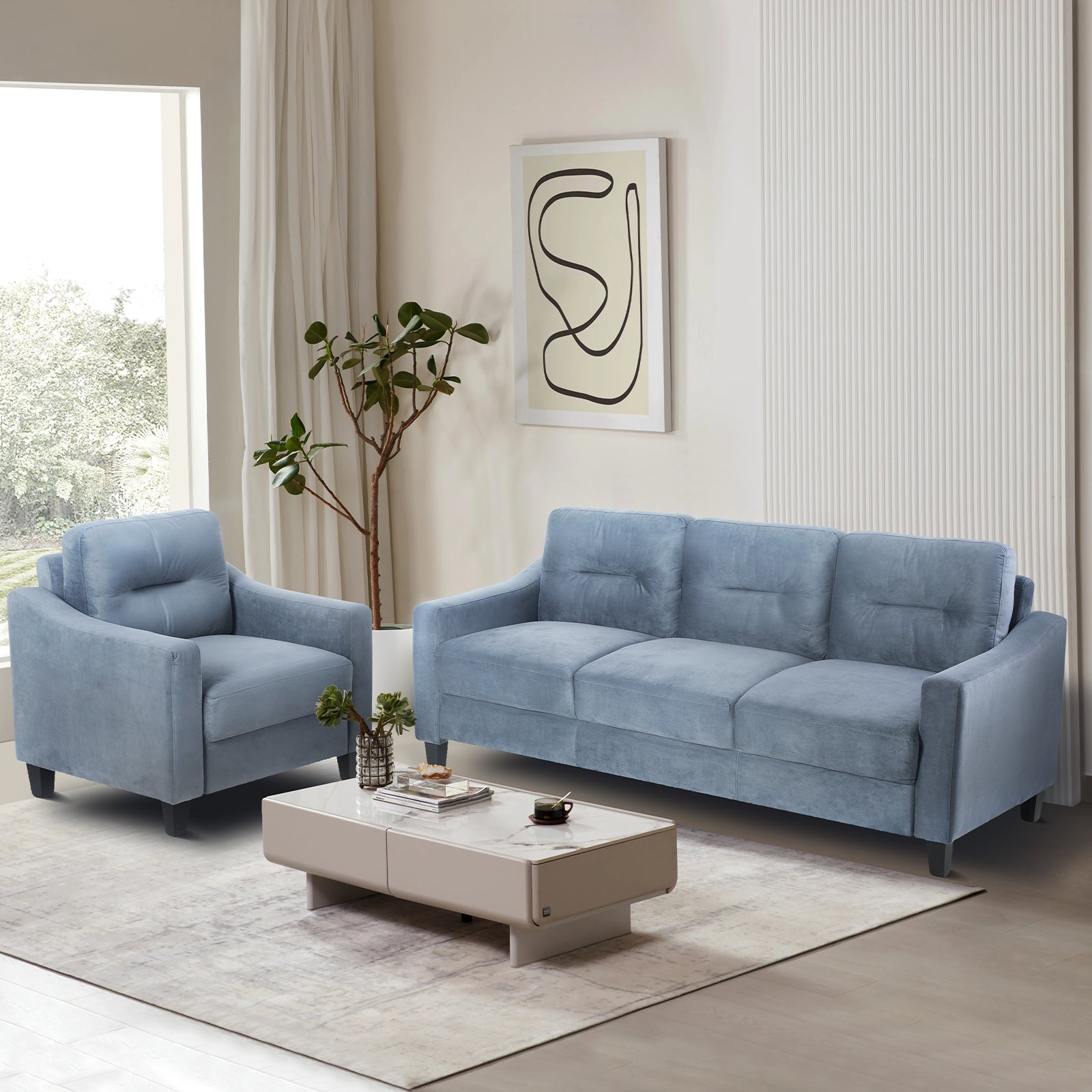 Comfortable Chenille Sectional Sofa (Gray)
