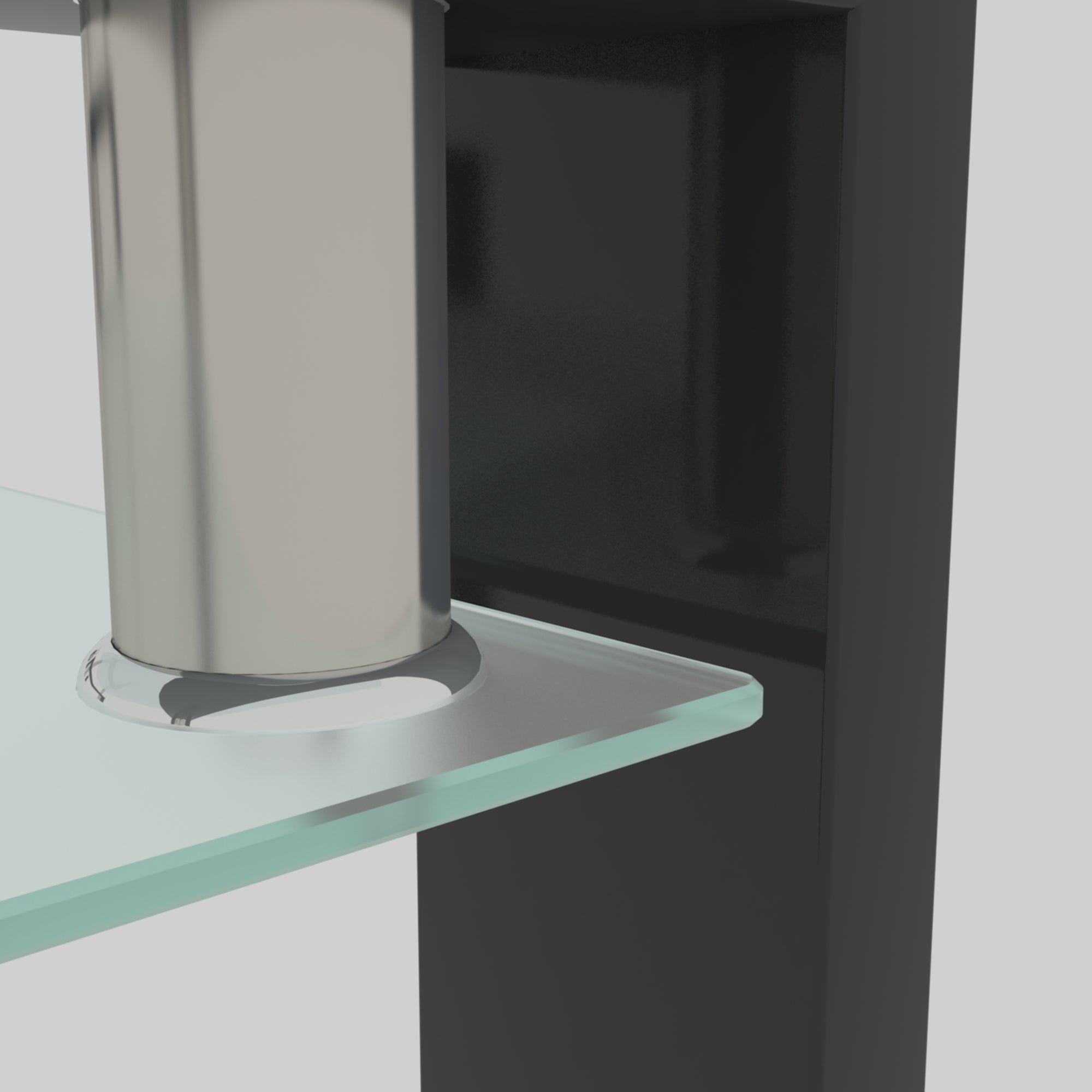 Modern 2-Layer Rectangle Black Glass Coffee Table (Black)