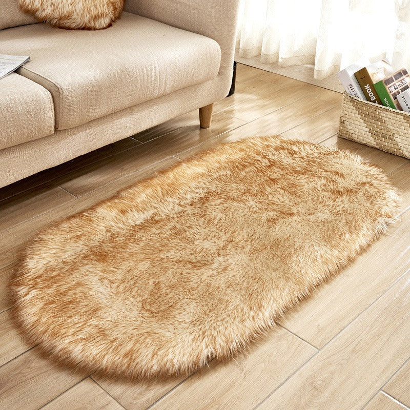 Chic Oval Plush Carpet, Window Mat