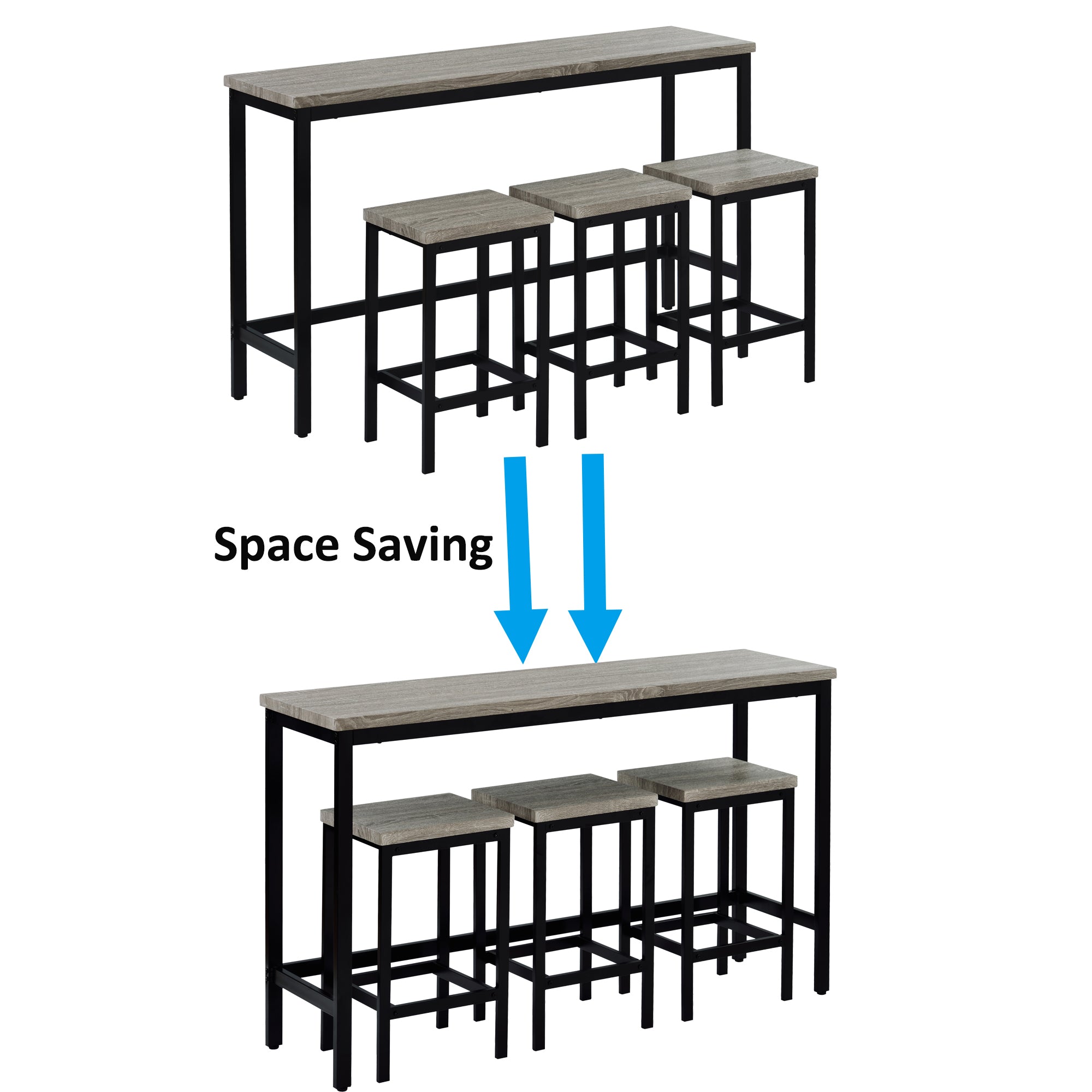 Gray 4-Piece Counter Height Table Set