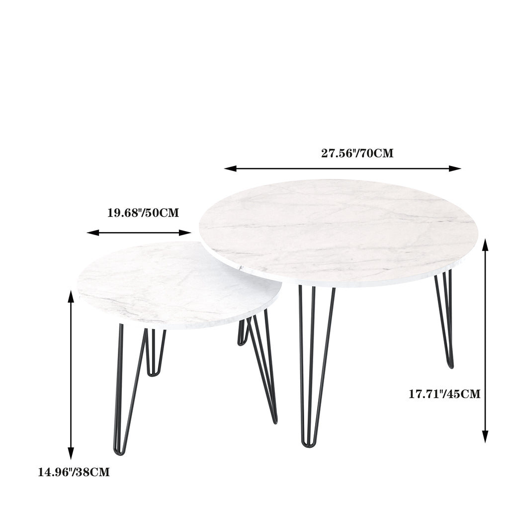 2 Set Round Nesting Coffee Table (White)
