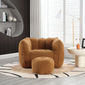 Plush Foam Lounger w/ Ottoman (Khaki)