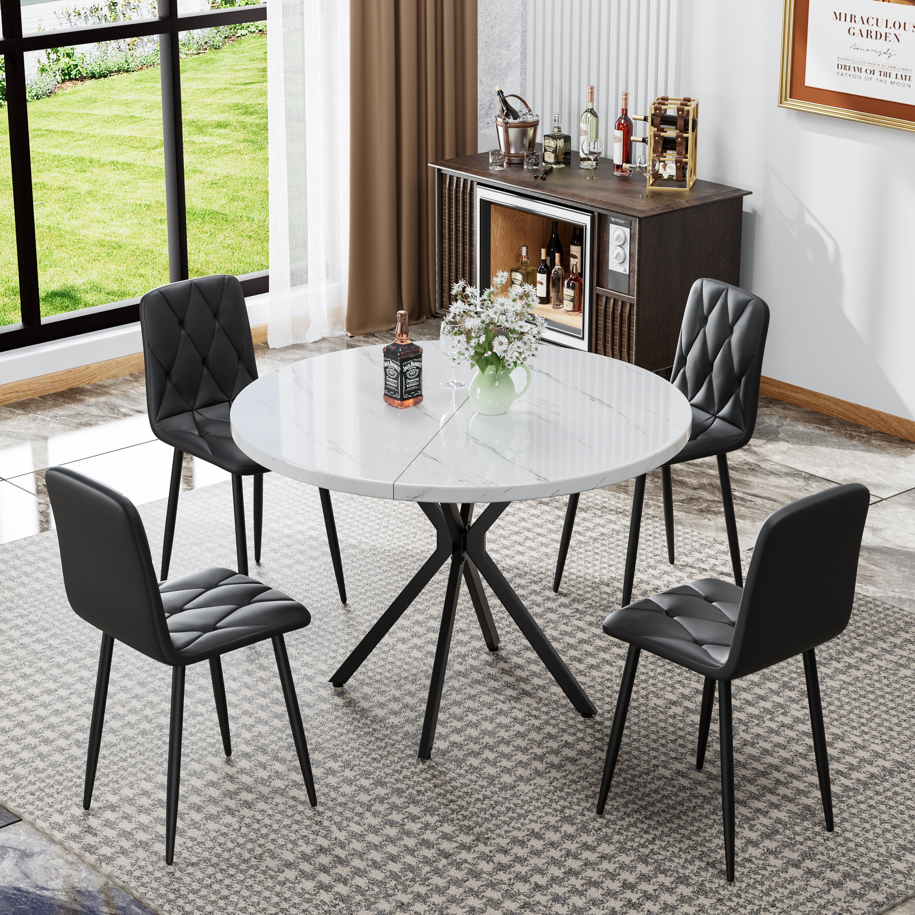 Sleek Leather Dining Chairs - Set of 4 (Gray)