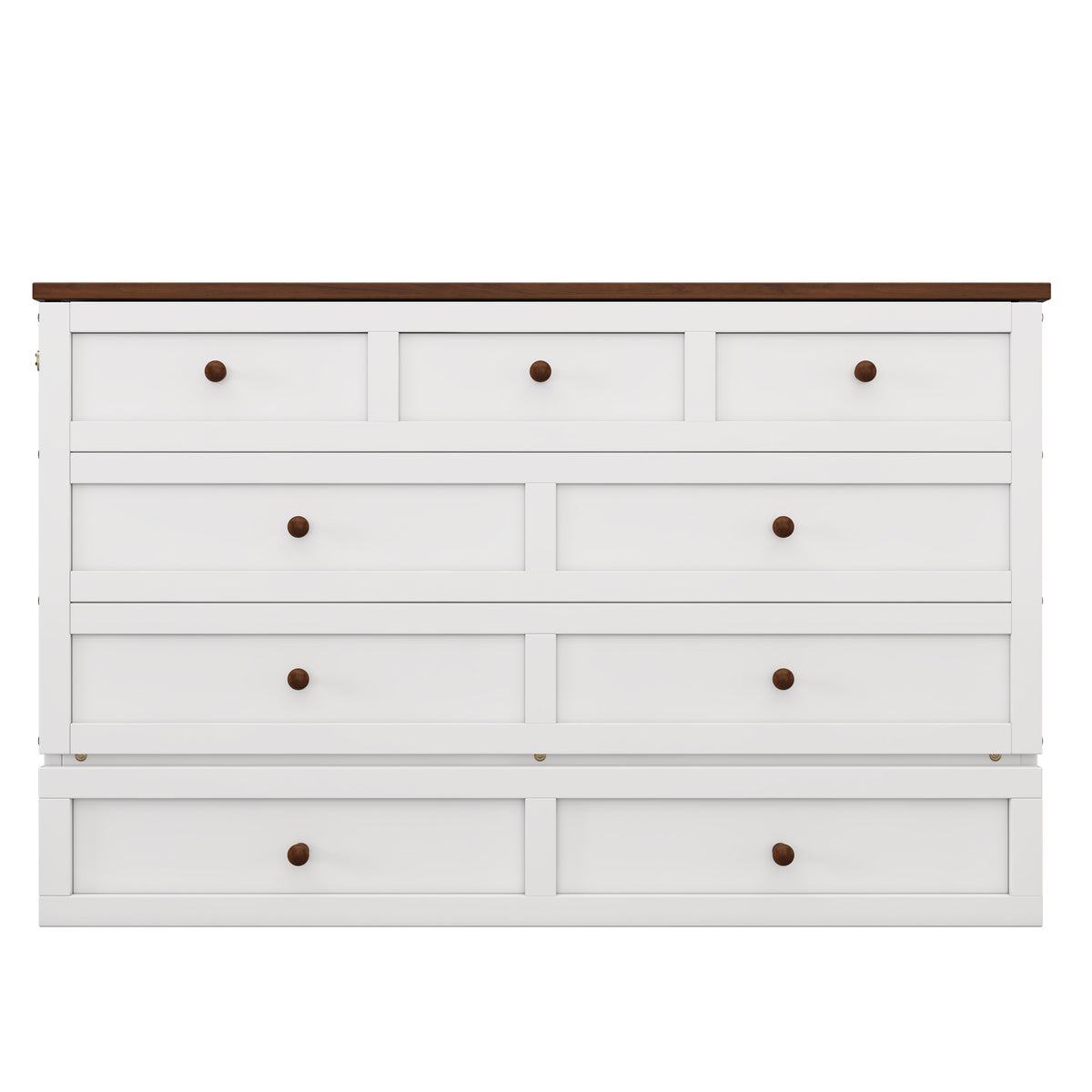 Solid Pine Murphy Bed Chest with Charging Station and Large Storage Drawer