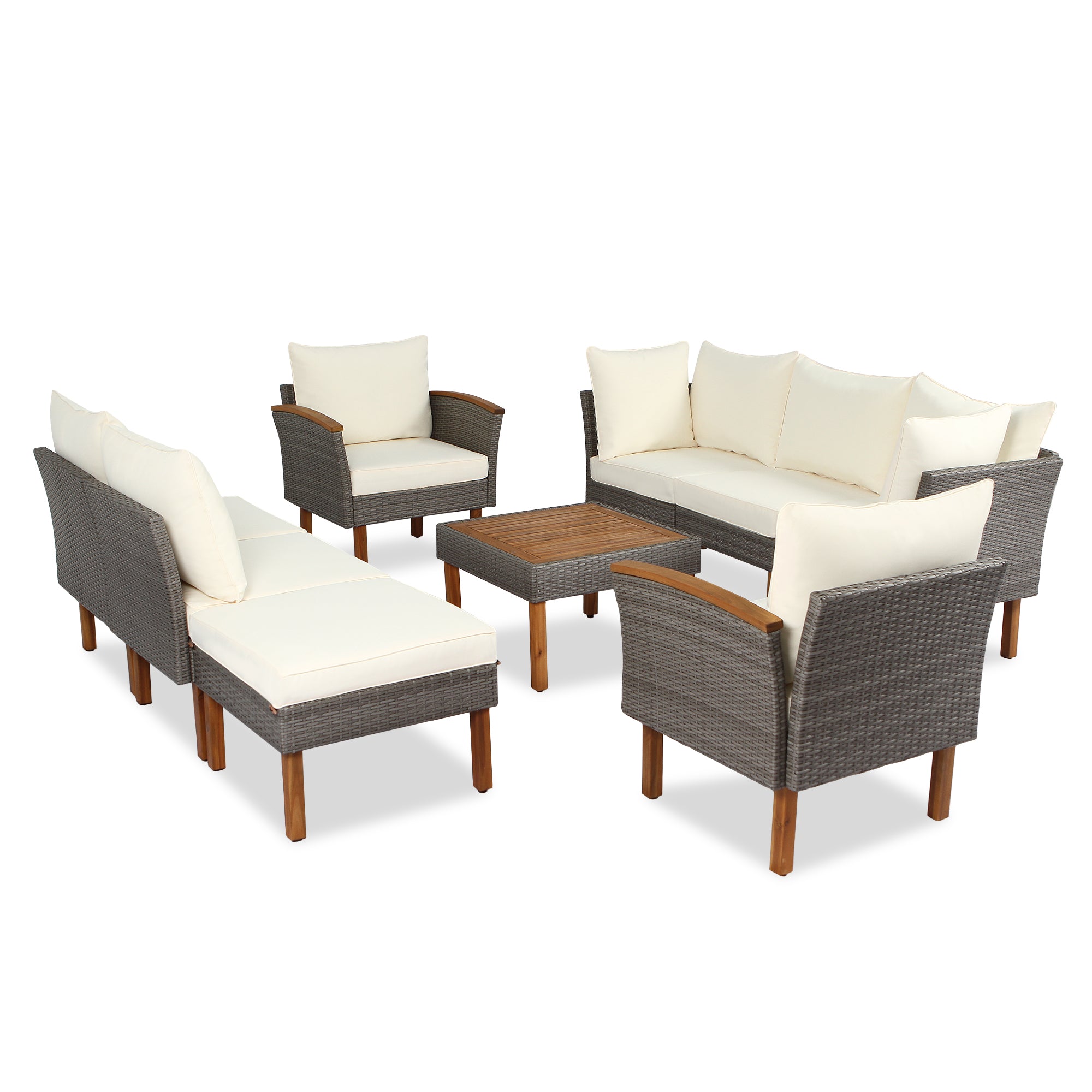 9-piece Patio Furniture Set w/ Acacia wood