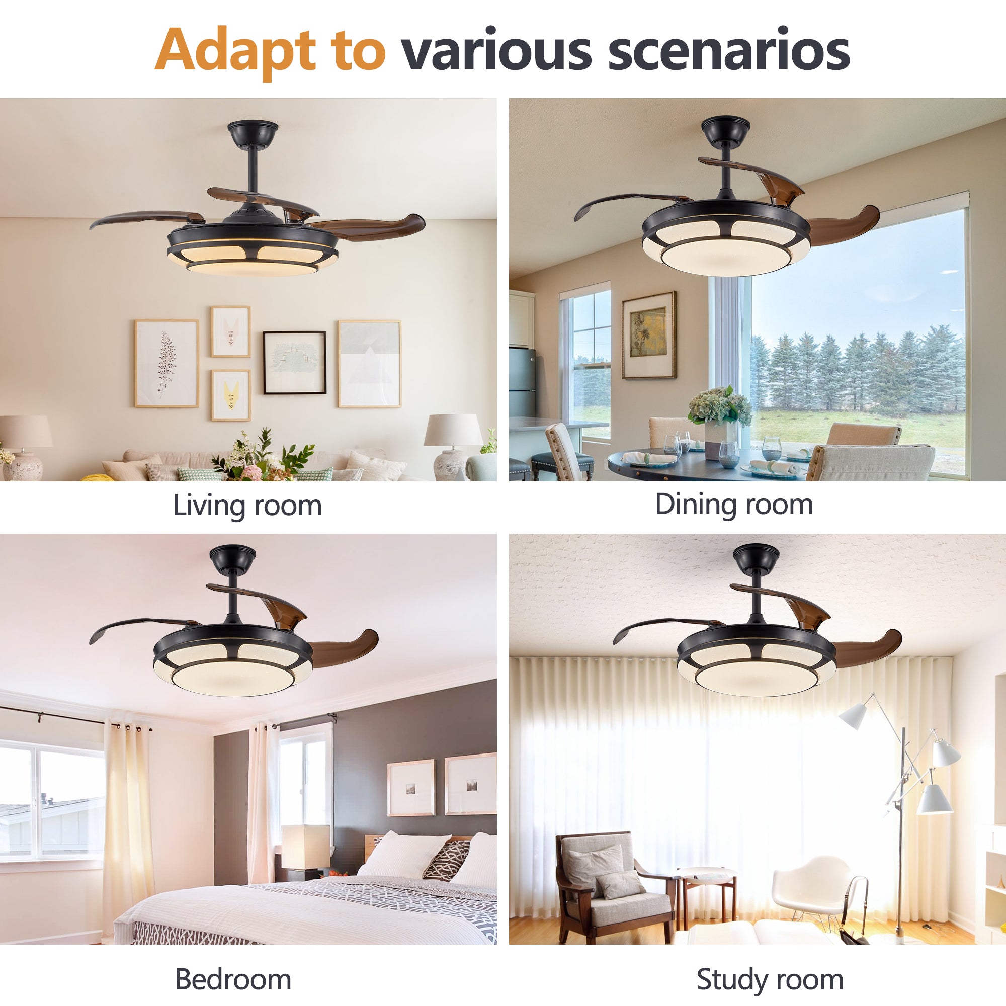 Modern Minimalist Invisible Retractable Ceiling Fan With LED Light