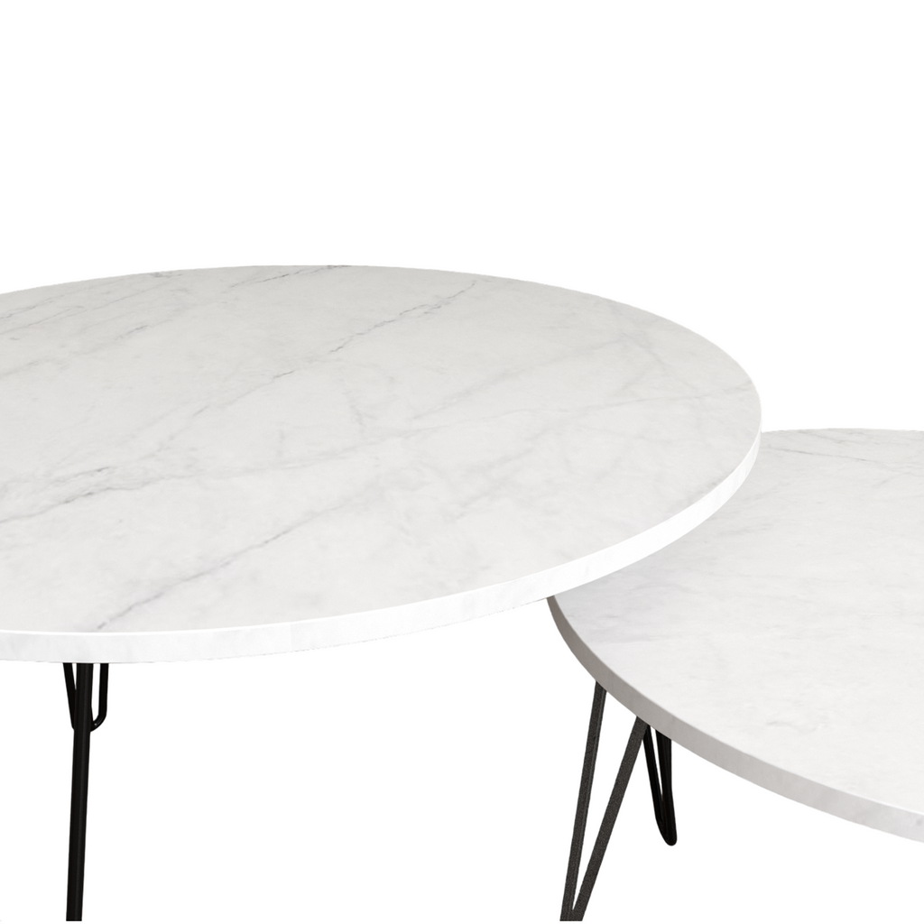 2 Set Round Nesting Coffee Table (White)