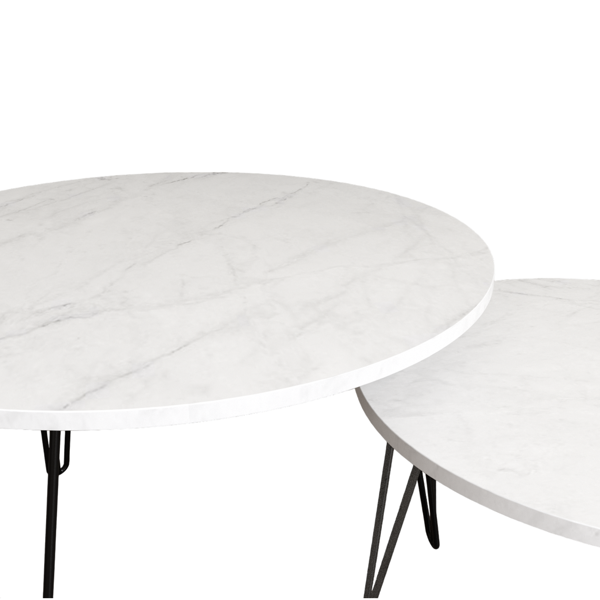 2 Set Round Nesting Coffee Table (White)