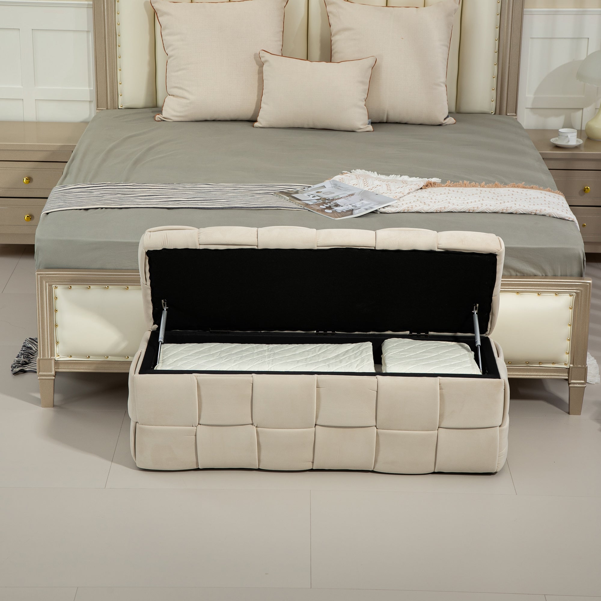 COOLMOR Ottoman chair w/ Storage (beige)