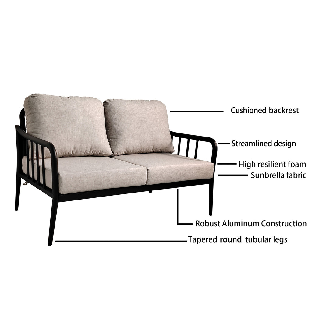 5PC Outdoor Patio Furniture - Modern Chat Sofa Set