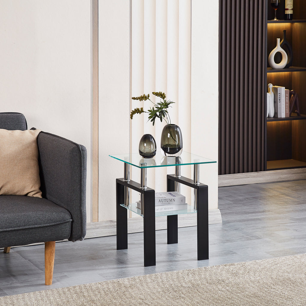 Tempered Glass End Table, 2-Layers