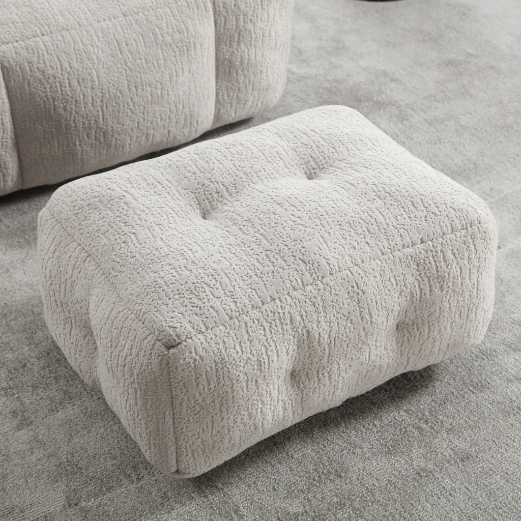 Fluffy Bean Bag Chair & Footstool w/ Memory Foam (Gray)