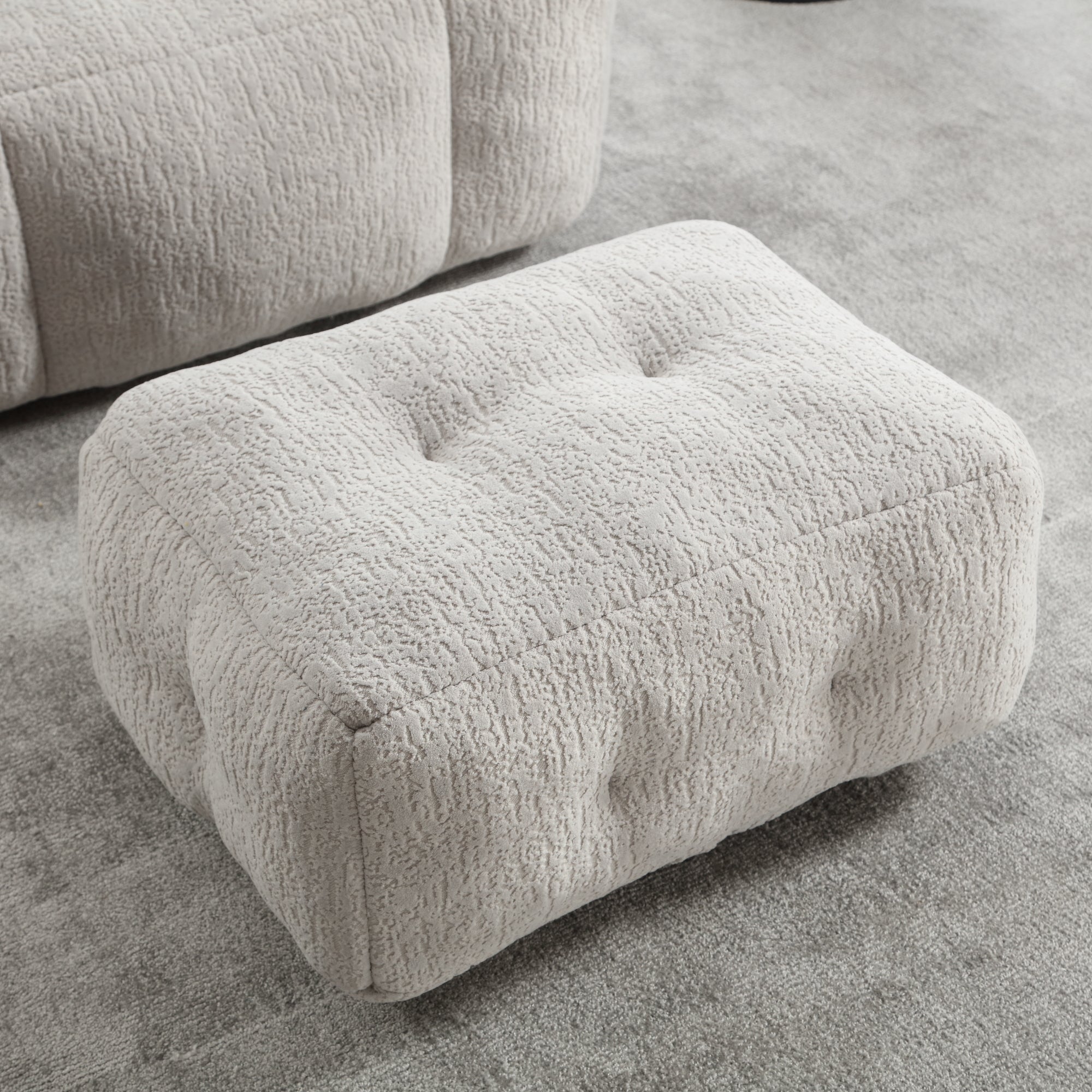 Fluffy Bean Bag Chair & Footstool w/ Memory Foam (Gray)