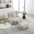 Fluffy Bean Bag Chair & Footstool w/ Memory Foam (Gray)
