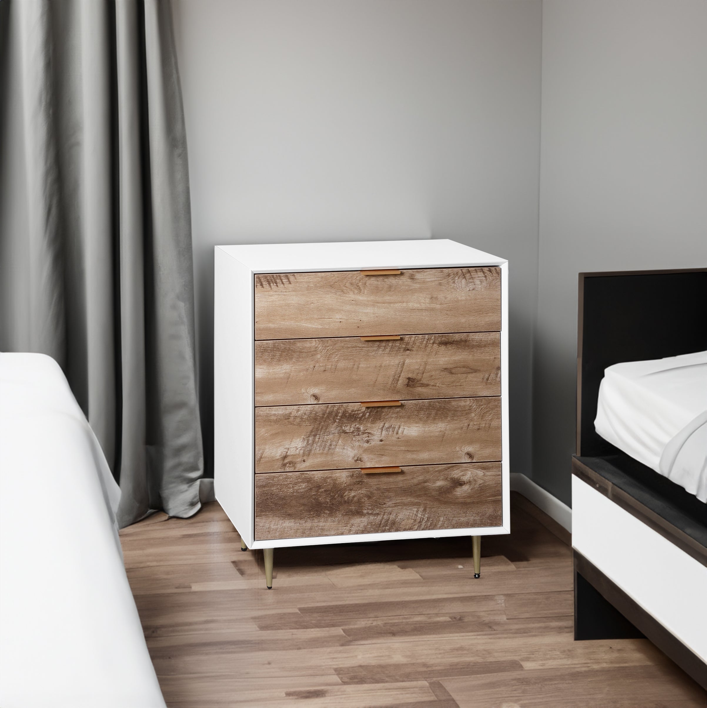 Tall 4 Drawer Dresser Chest - Wooden