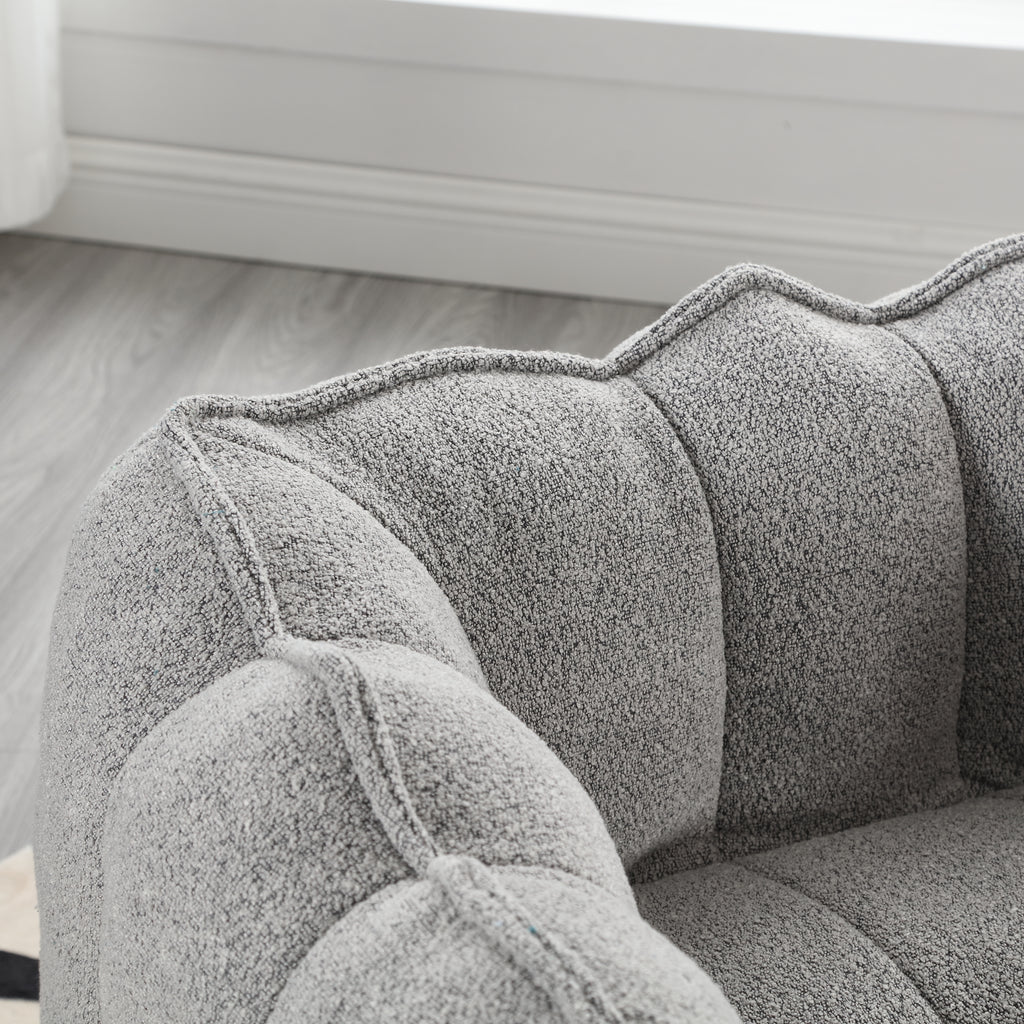 Plush Foam Lounger w/ Ottoman (Gray)