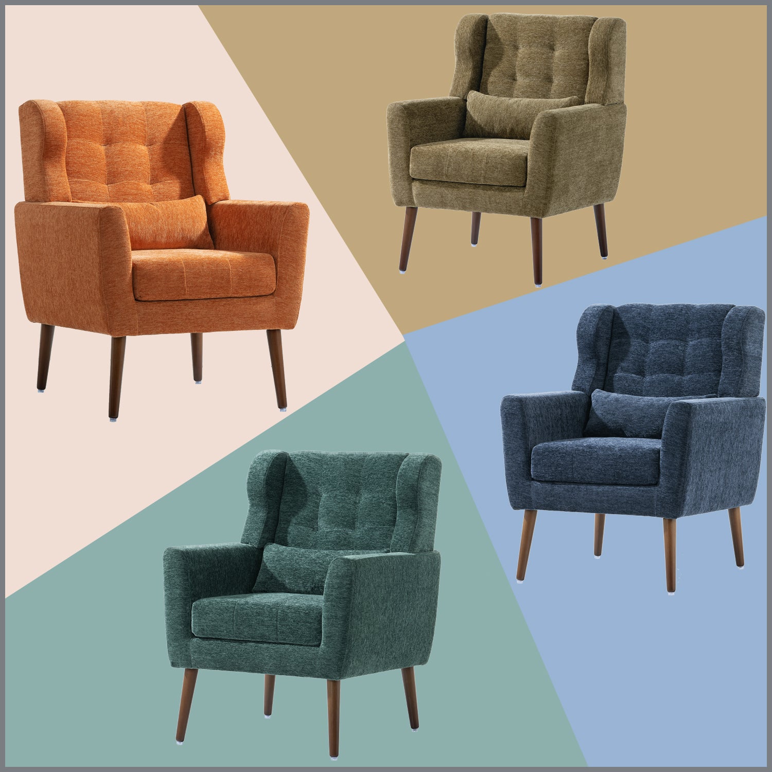 Modern Mid Century Accent Chair (Blackish Green)