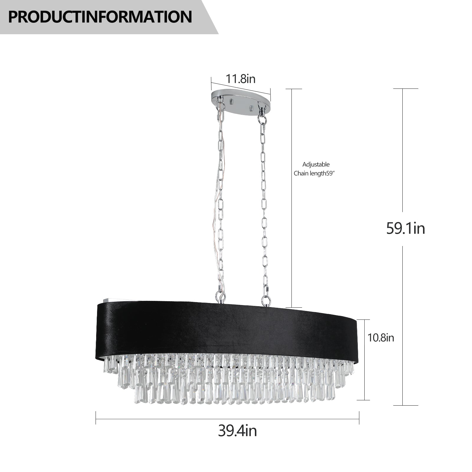 Modern Crystal Chandelier Light Fixture - Flat