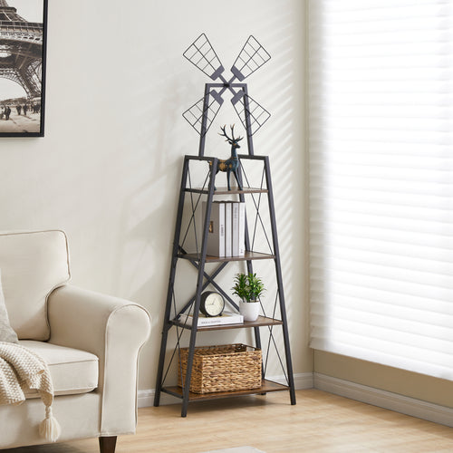 4-Tier Narrow Book Shelf (Brown and Black)
