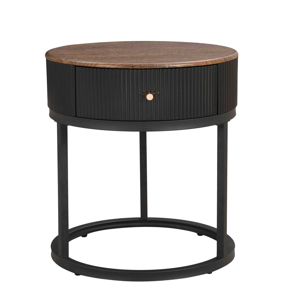 Round Wood End Table (Black)