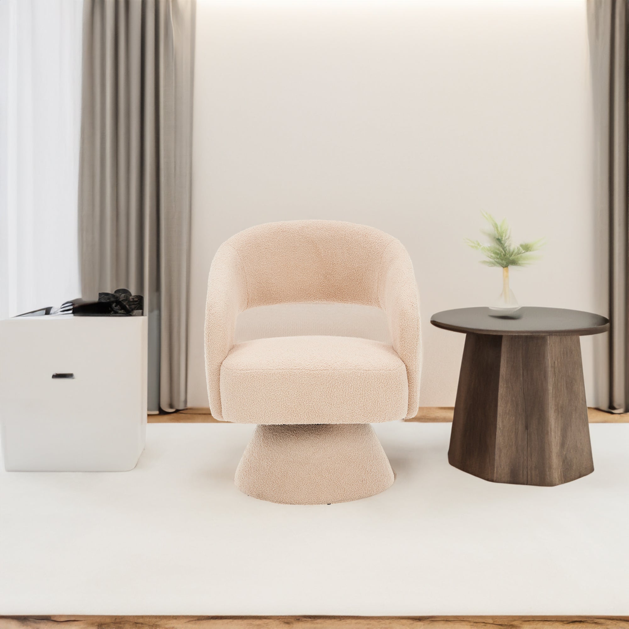 Swivel Teddy Accent Armchair (Nude)