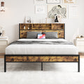 Wooden Queen Bed Frame w/ Storage Headboard (Black)