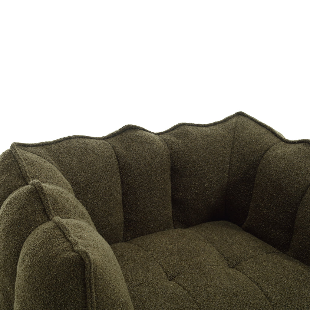 Plush Foam Lounger w/ Ottoman (Olive Green)