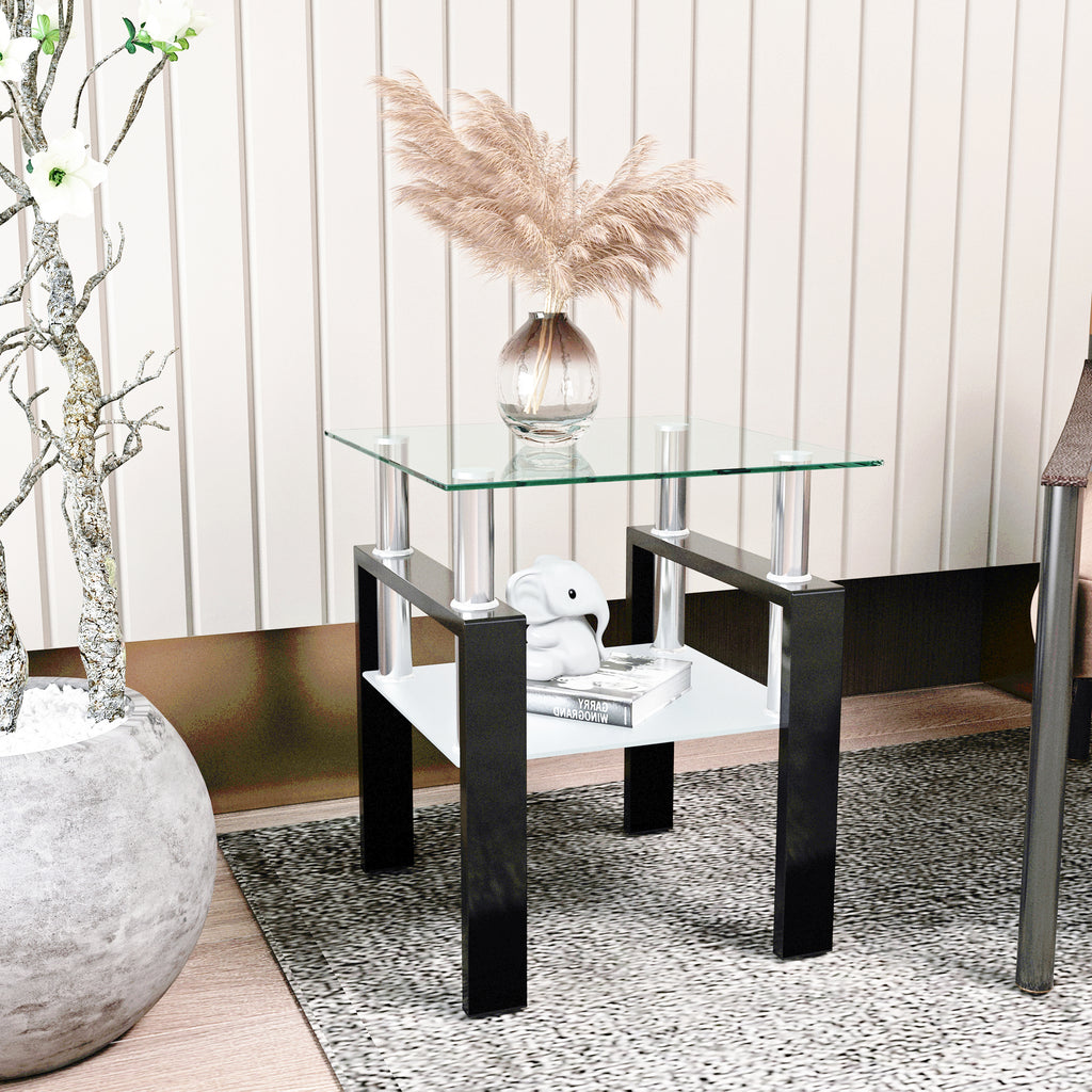 1-Piece Modern Tempered Glass Coffee Table (Black)