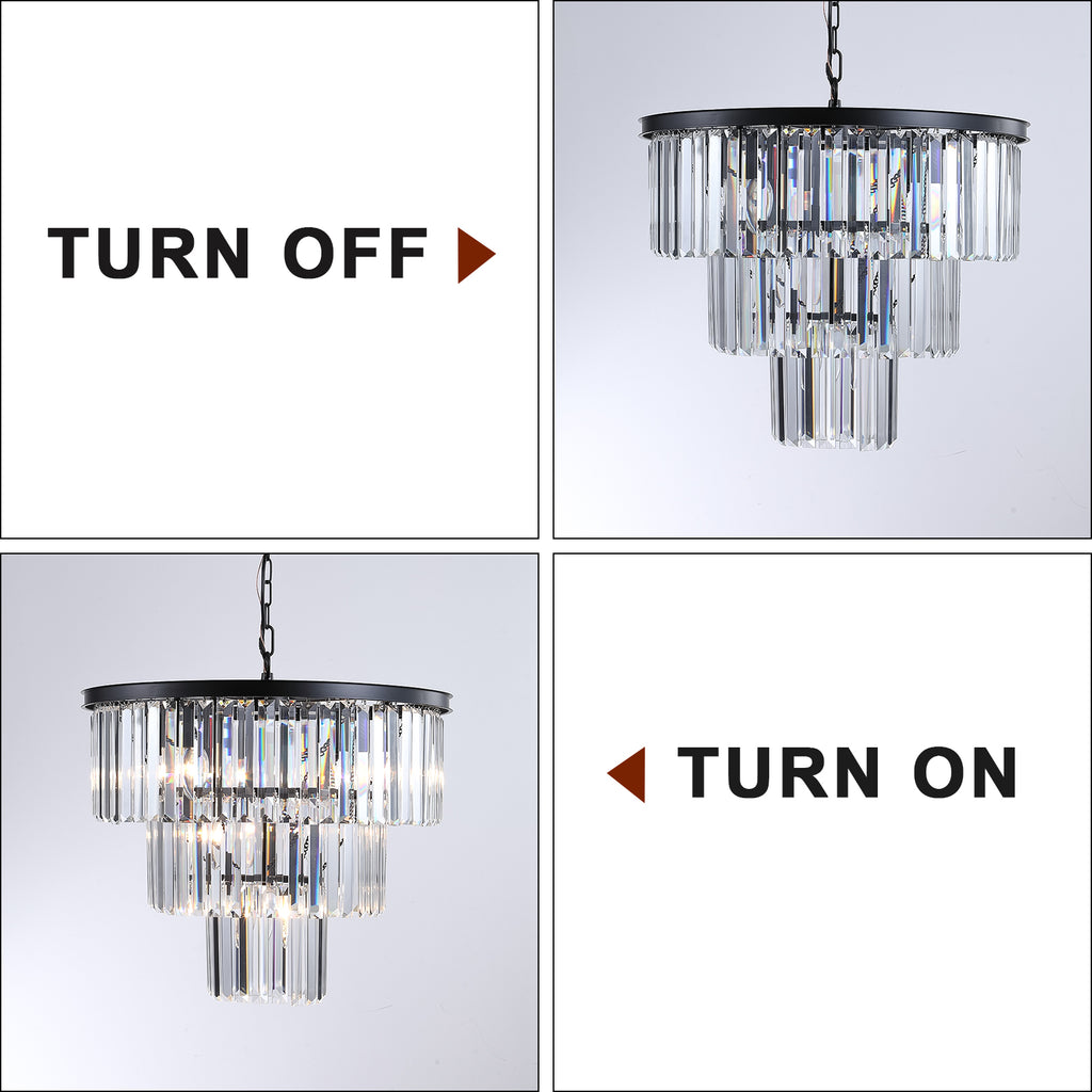 Modern Black Crystal Chandelier