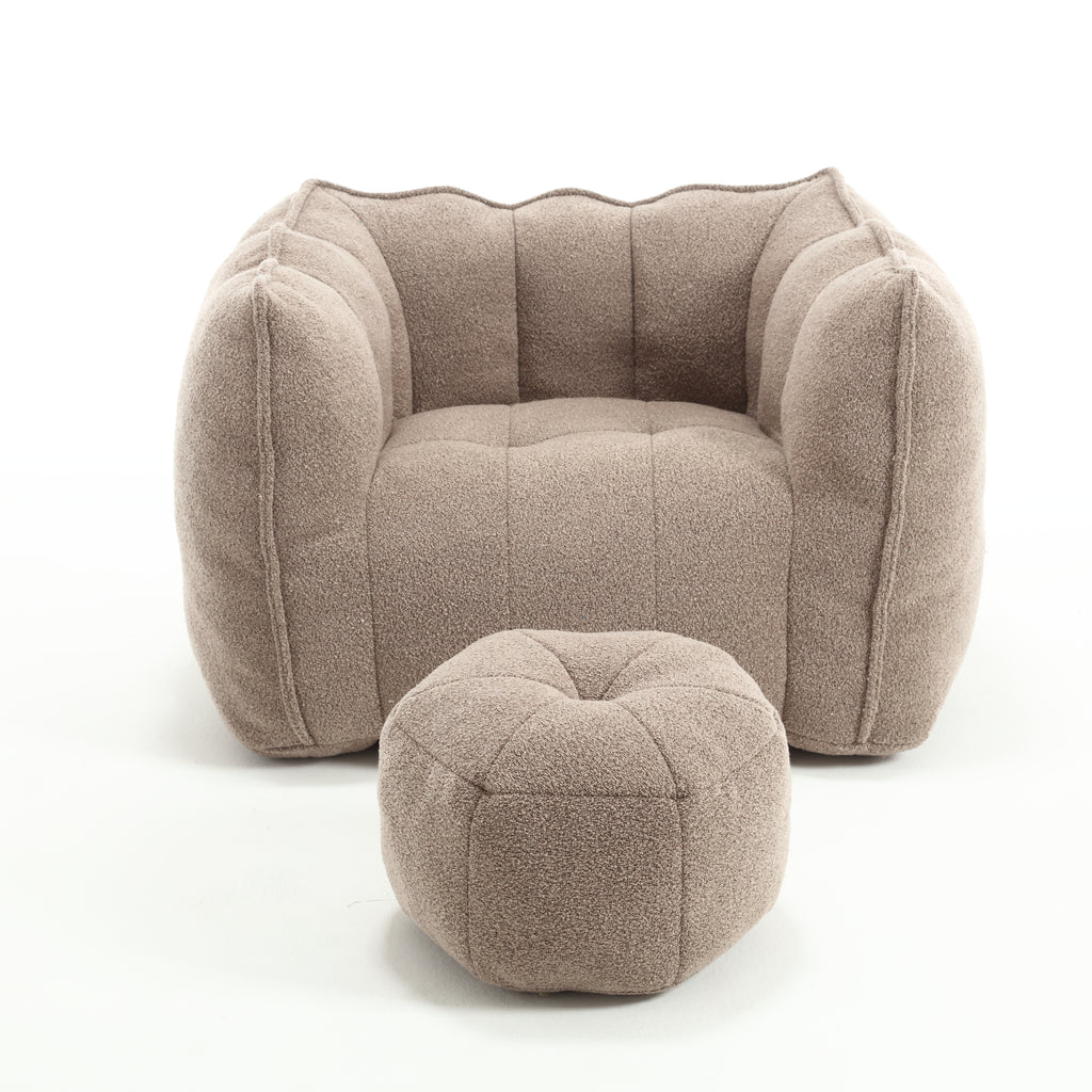 Plush Foam Lounger w/ Ottoman (Coffee)