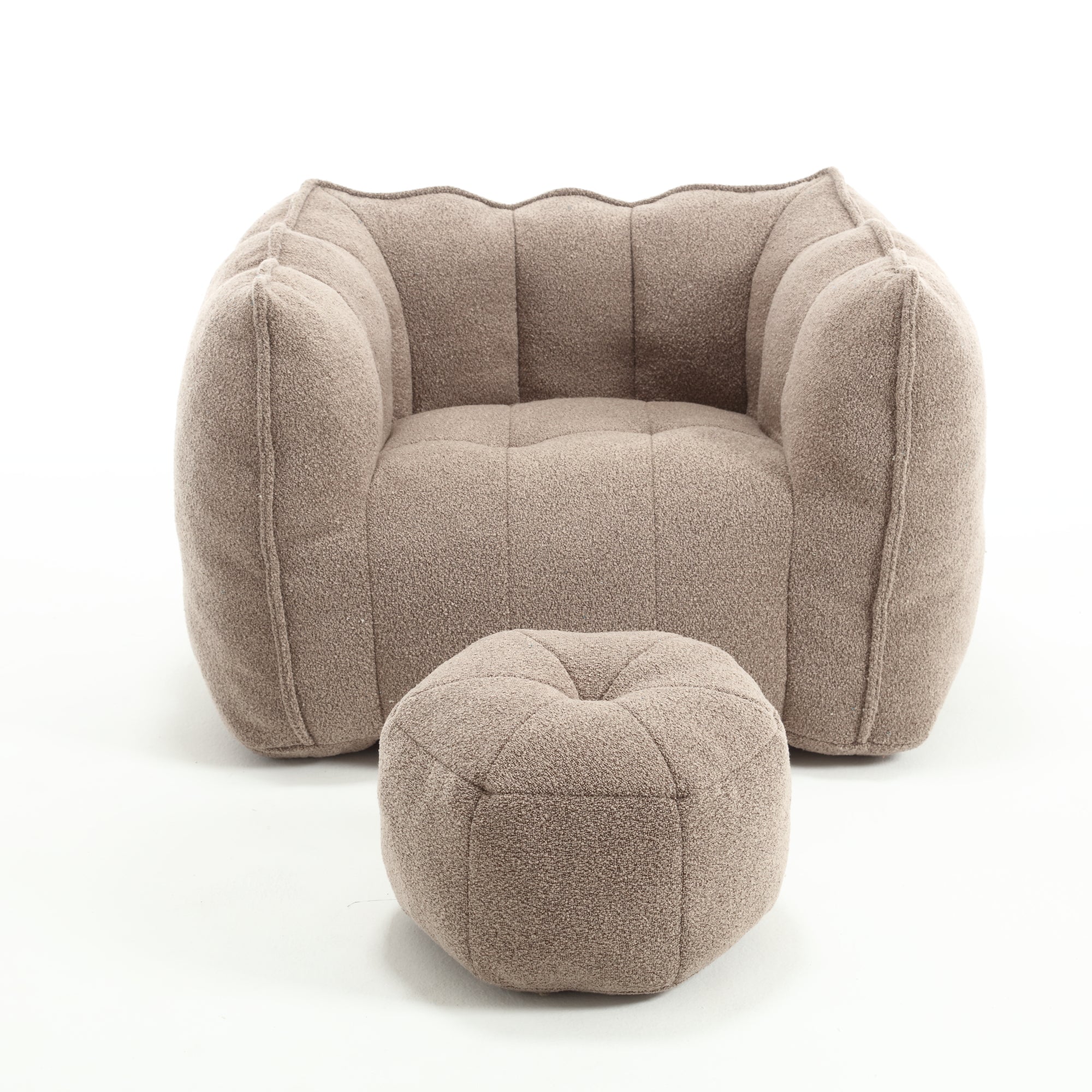 Plush Foam Lounger w/ Ottoman (Coffee)