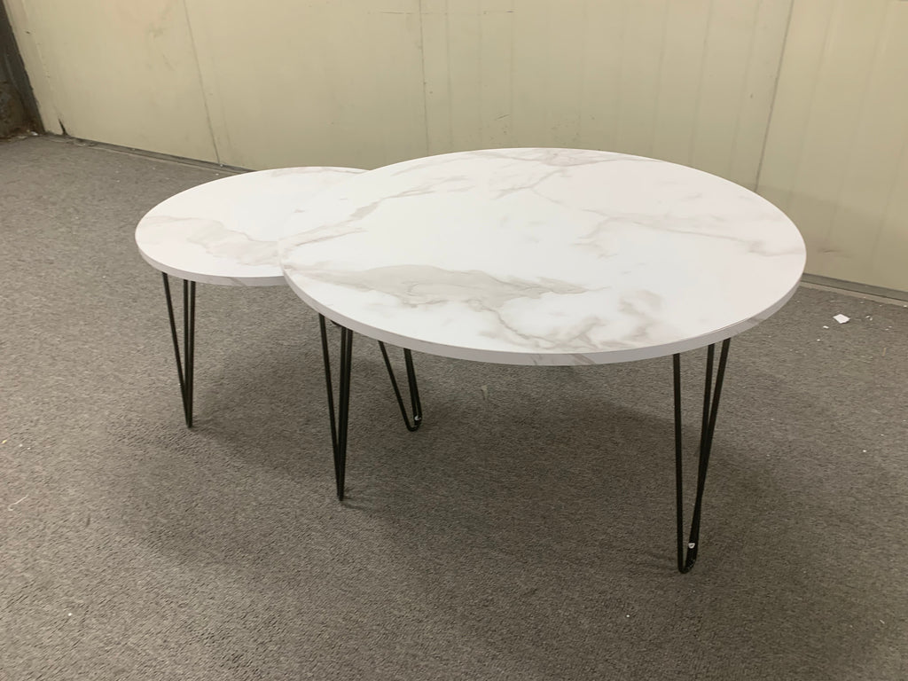 2 Set Round Nesting Coffee Table (White)